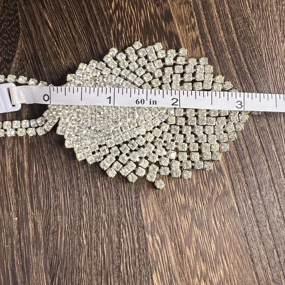 Vintage Silver Tone Fringe Rhinestone Necklace B1 - Picture 5 of 5